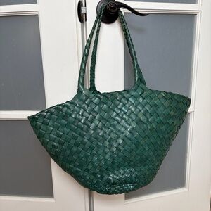 Dragon Diffusion Egola woven-leather basket bag green